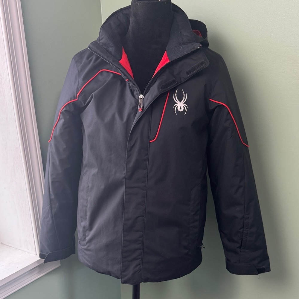 Spyder Black and Red Puffer Jacket youth 14